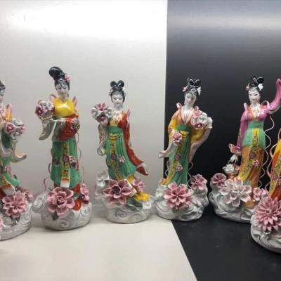 TƯỢNG SỨ THỦ CÔNG 7 CÔ TIÊN MEN MÀU